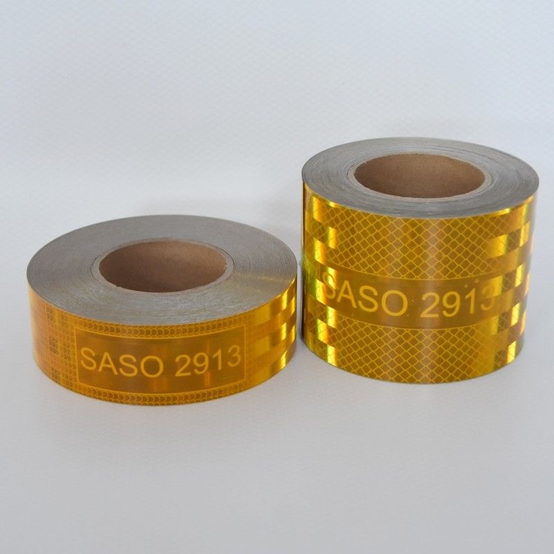 LU SASO 2913 Arabia Saudita Adesivo Retro riflettente Nastro di lucidità 5 cm 7,5 cm 10 cm Nastro riflettente acrilico metallizzato giallo per la sicurezza del traffico