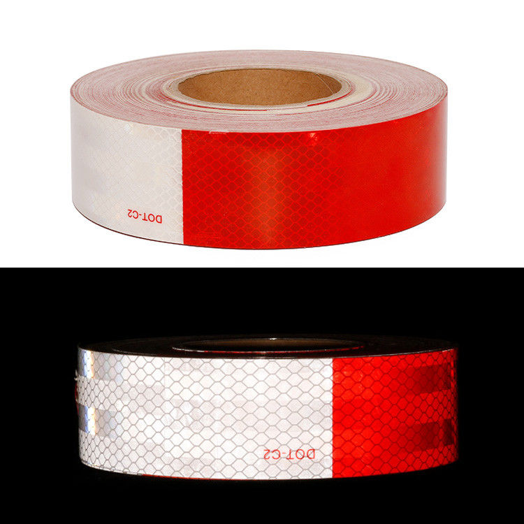 Nastro riflettente per rimorchio DOT C2 per esterni Nastro riflettente 2 pollici x 150 piedi impermeabile bianco e rosso