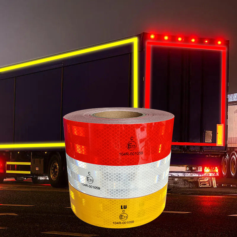 Nastro di sicurezza riflettente impermeabile di 2 pollici di larghezza 150 piedi di lunghezza - rosso, bianco e giallo per camion