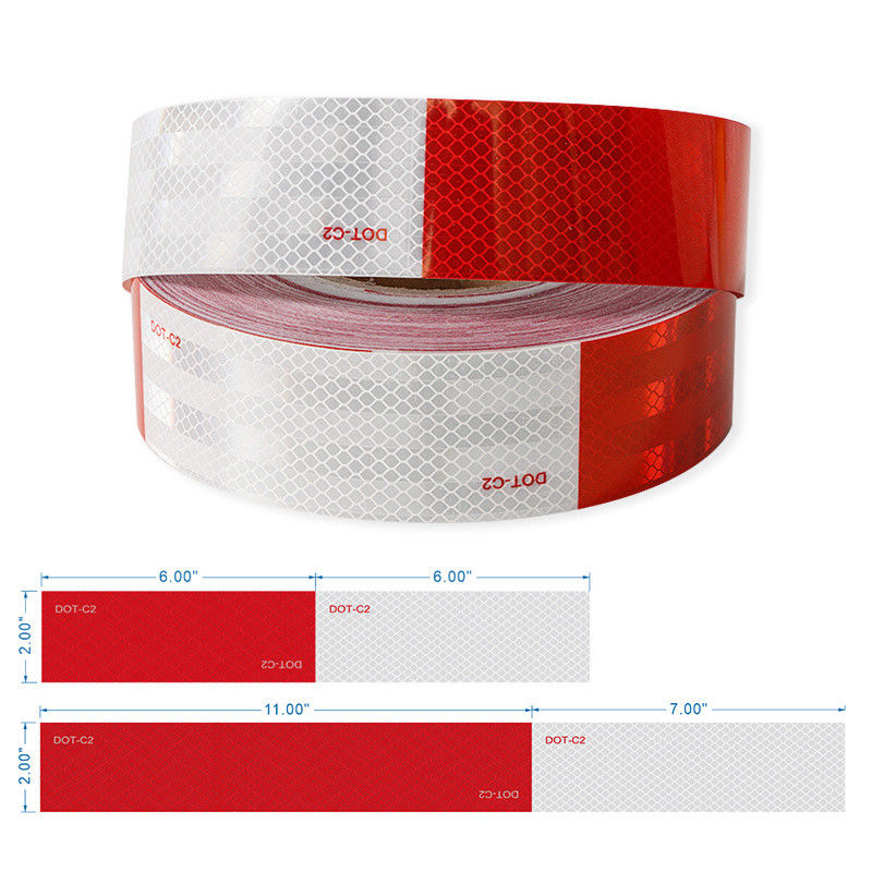 Nastro adesivo riflettente rosso e bianco impermeabile DOT-C2 per camion all'aperto