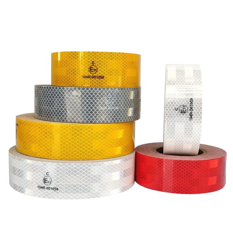 Nastro riflettente autoadesivo ad alta intensità certificato ECE 104R 2in * 150ft rosso / giallo / bianco