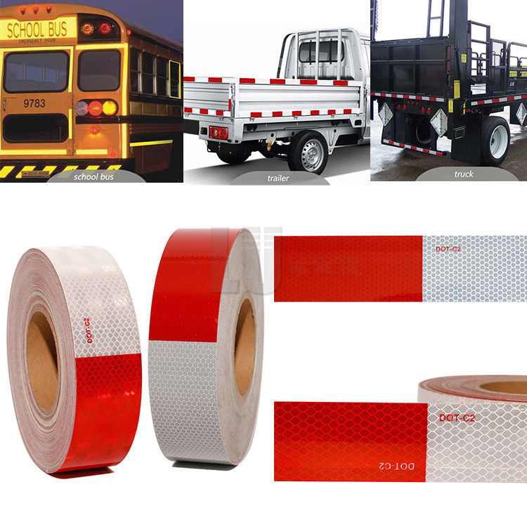 Vinile riflettente ad alta intensità 10 anni Nastro riflettente rosso-bianco dot-C2 Nastro per camion