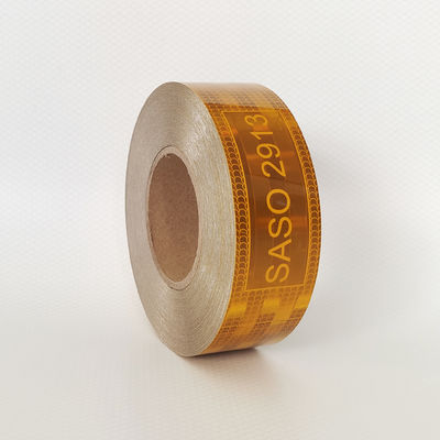 Buon prezzo Mercato arabo saudita Pet personalizzato Metalizzato 50mm Hi Vis visibilmente giallo Saso 2913 Nastro riflettente per veicoli Sicurezza dei camion in linea