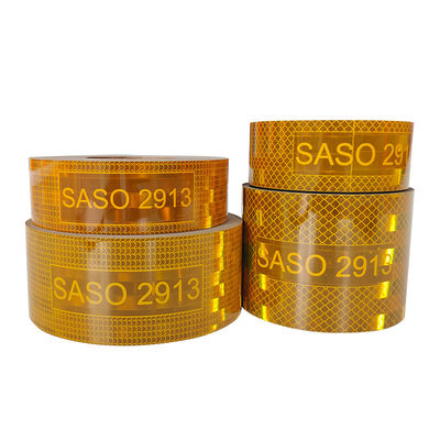Buon prezzo SASO 2913 Nastro riflettente 4 pollici Metallo Giallo Rosso Bianco Nastro riflettente in linea